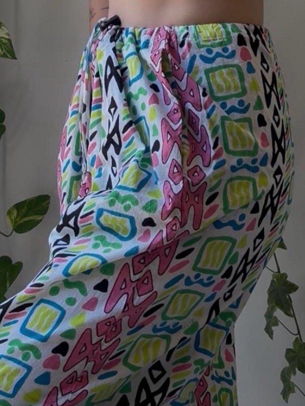 Skidz One Size Fits All Geometric Print Pants 90s